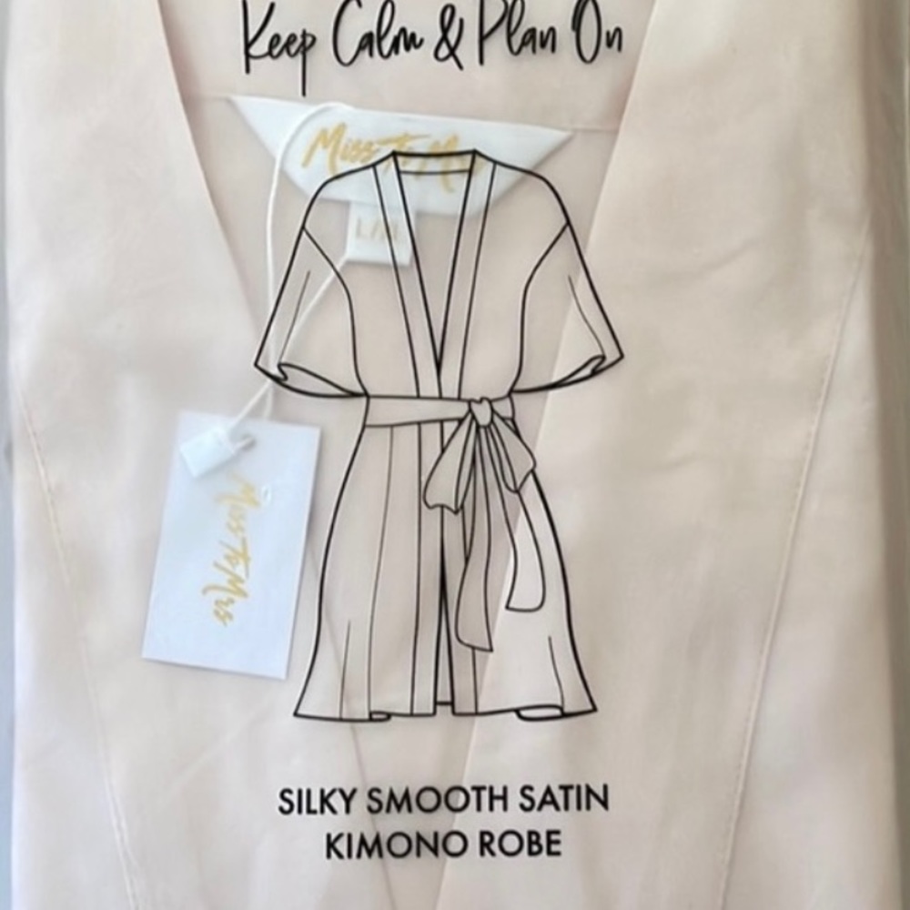 NWT Miss to Mrs blush satin robe
